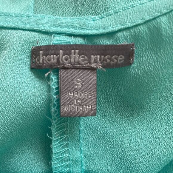 No sleeve button down blouse open back color teal by Charlotte Russe size S - Picture 7 of 8